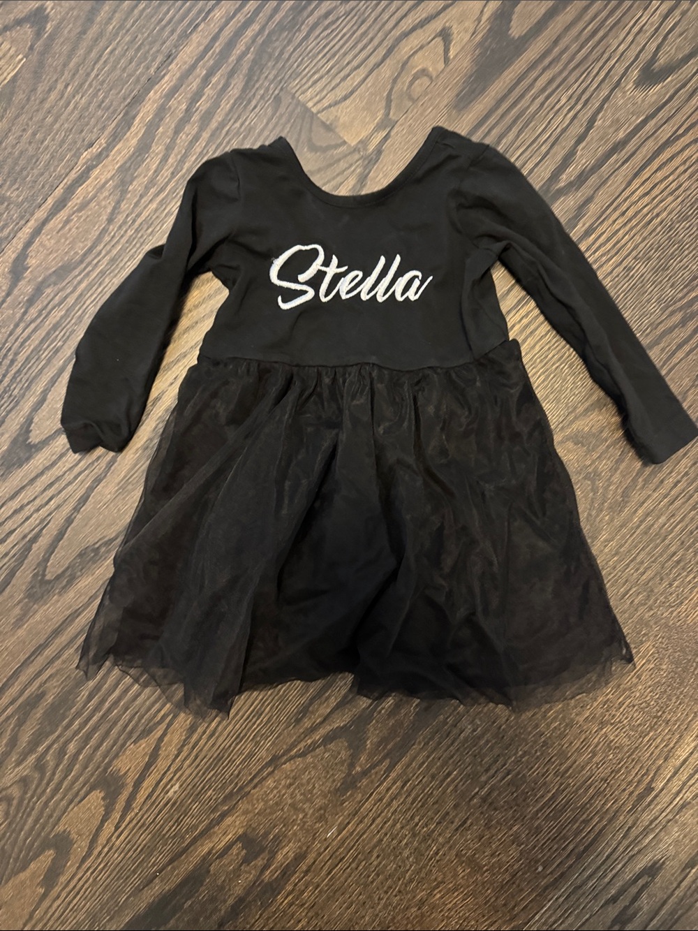 Ruffle Butts Black Tulle Dress with 'Stella' Script